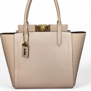 Coach Turnlock Leather Satchel Top Handle Bag Beige